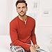 Lands' End Mens Rib Knit Sleep Henley Rich Red Tall X-Large