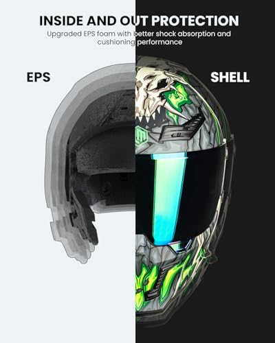 Image of ILM Motorcycle Helmets for Adult Men Women Full Face DOT ECE Powersports Dual Visor Street Racing Helmet with Pinlock Cascos para Motos Model MF509 (Day1 Green, 2XL)