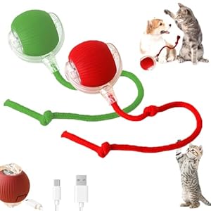2PCS Interactive Dog Toys,Interactive Rolling Dog Ball Electric Dog Ball Toy Rollie Pet Cat Toy Interactive Rolling Ball Cat Toy 360° Automatic Rolling Toy Ball for Dog/Cat, Rollie Pets (Red+Green)