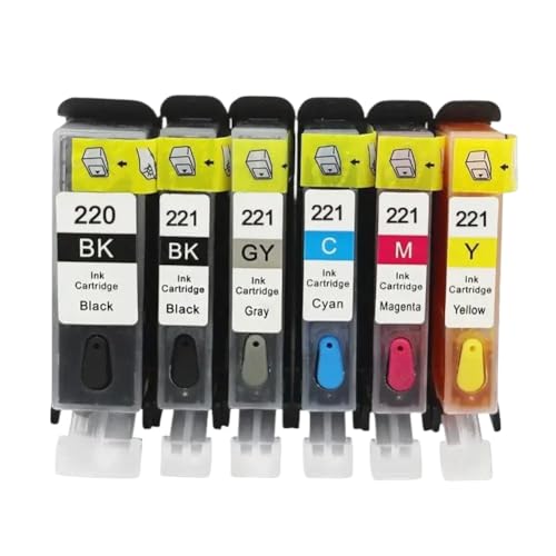 Cartouche d'encre rechargeable PGI220 CLI221 pack de 6 couleurs pour Canon Pixma