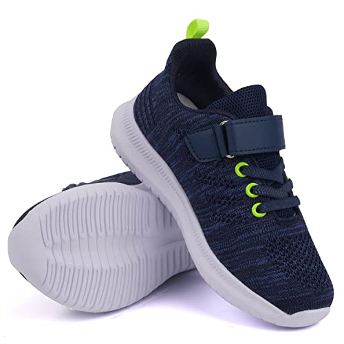 Toandon Kids Boys Sneakers Shoes Knit Breathable Lightweight Athletic Sport Tennis Running Walking Fashion Child Strap Non Slip Hook And Loop Closure Sneakers Navy Blue Size 12 #TOP2