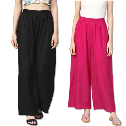 Image of Go Gazab - Stylish Combo Women's Palazzo Pants: Trendy Rayon Casual Wear for Fashion-Forward Ladies