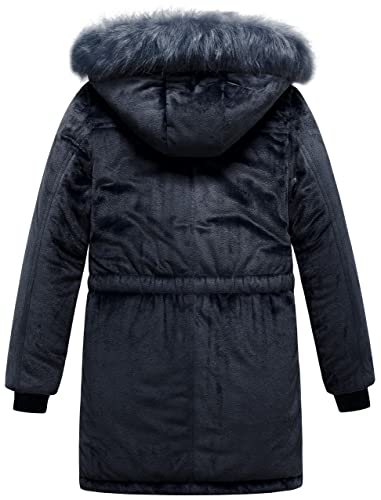 Chrisuno Girls' Stylish Warm Winter Parka Soft Velvet Coat With Detachable Faux Fur Trim Hood2