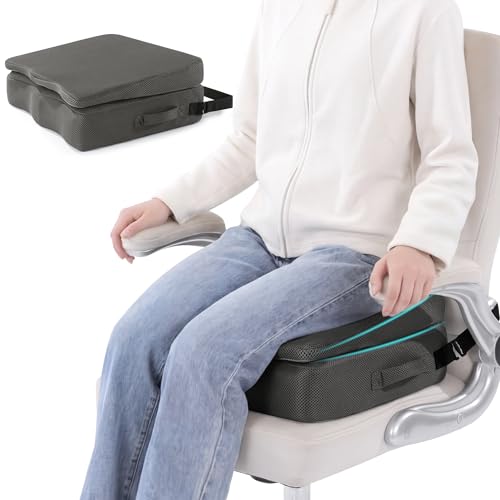 BALAPET Adjustable Thick Seat Cushion to Raise Height Ergonomic Hip Cushion Post Surgery for Long Sitting Memory Foam Hip Replacement Recovery Aids with Anti-Slip Strap(Gray)