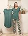 SUNNYBUY Women 3 PCS Maternity Nursing Nightgown Dress & Short Sleeve Breastfeeding Top & Pregnancy Pants Sleepwear Set, Teal&Floral Pants S