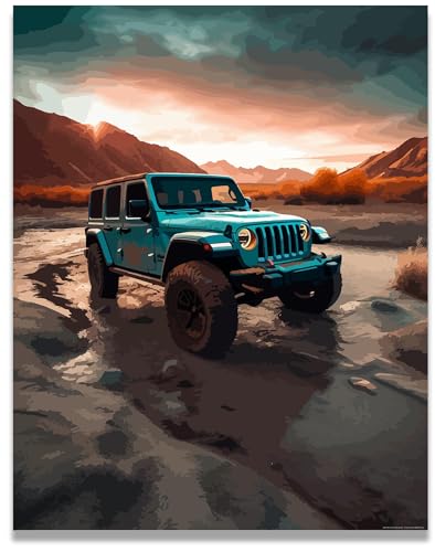 Inspirational Wall Art Co. - Phantom | 2021 Jeep Wrangler Poster - Car Poster for Boys Room - Car Wall Decor - 11x14 Inches Unframed