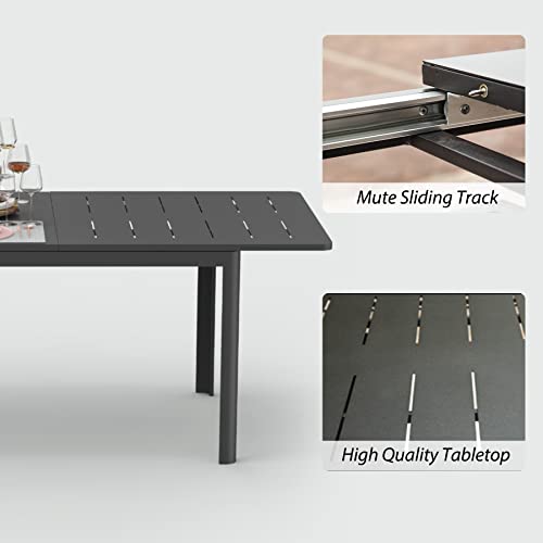 Domi Extendable Aluminum Outdoor Dining Table, 65" - 95" Metal Patio Dining Table For 6-8 Person Garden Backyard Porch Lawn Yard Furniture (Dark-Brown) #TOP5