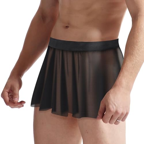 Sissy Men's Crossdresser Lingerie Skirts Sheer Lace Flared Pleated Micro Mini Skirt3