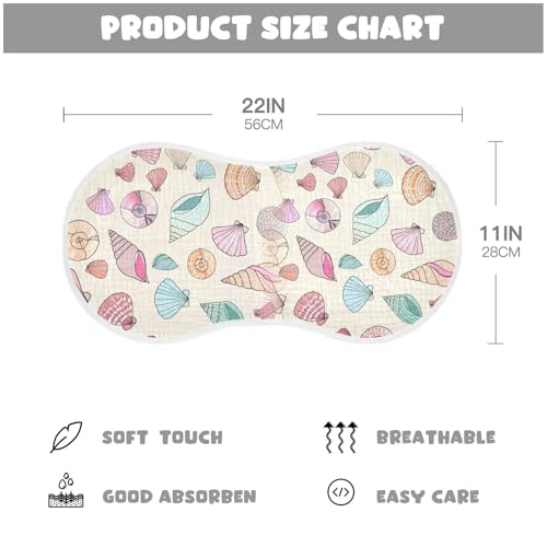 Muslin Baby Burp Cloths, Colorful Seashells Cotton Soft Burp Cloths for Newborns​​, Extra Absorbent Burp Cloths 4-Pack​​, 22 x 11 Inch3