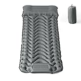 RUMBALUXY Isomatte Camping mit integrierter Fußpumpe 8cm Dicke Aufblasbare Campingmatte Outdoor, Wasserdicht & Reißfest 50D Nylon Ultraleicht Luftmatratze für Zelt, Wandern, Grau, 193 x 68 x 8 cm