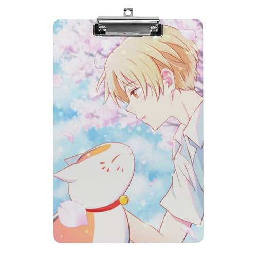 夏目友人帳 ニャンコ先生 クリップボード 用箋挟 クロス貼 A4 縦 ファイルバインダー ファイルボード クリップホルダー アクリル板 軽量 携帯便利 文房具 メタルクリップ付き A4用紙保持する 書類整理 会議パッド 学生 教師 オフィス用