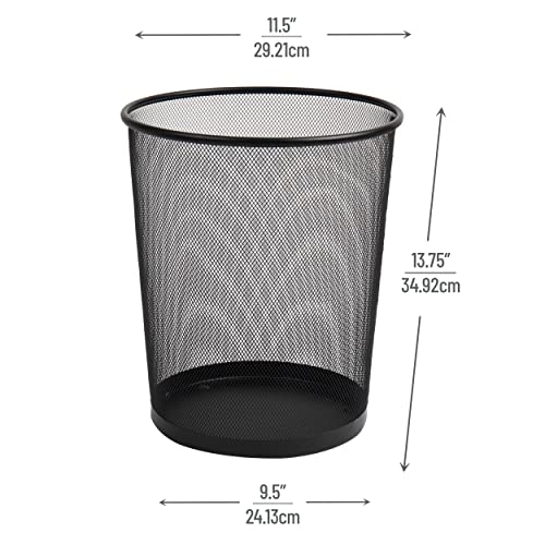 Mind Reader Garbage Waste Basket Recycling Bin Set, Round Metal Mesh, Black #TOP2