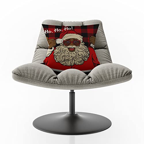 Farmnall Black Santa Claus Throw Pillow Covers 18X18 Set Of 4 Merry Christms Pillow Case African American Christmas Xmas Decorations And Supplies For Home #TOP4