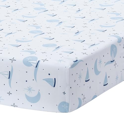 Lambs & Ivy Little Skipper Cotton Nautical Sailboat Fitted Crib/Toddler Sheet