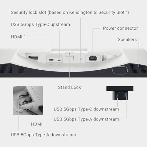 Image of Dell 27 inch Monitor, 4K (3840 x 2160) - 120Hz Refresh Rate 1500:1 Contrast Ratio, AMD FreeSync - VESA, Integrated Speaker, Height /Tilt /Pivot /Swivel Adjustability, 2 x HDMI & USB-C, White