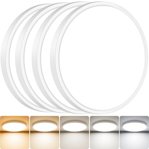 slochi 4Pack LED Flush Mount Ceiling Light Fixture, 9 Inch 18W, 2200LM, Super Slim 0.7 Inch, 3000K-6500K Adjustable Low Profile LED Ceiling Lights for Bathroom, Closet, Hallway(White)