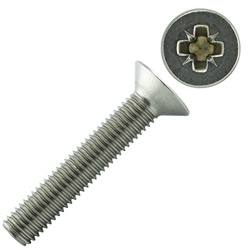 Eisenwaren2000 Lot de 20 vis à tête fraisée M5 x 100 mm avec empreinte cruciforme Z - DIN 965 - ISO 7046 - Vis filetées - Filetage complet - Acier inoxydable A2 V2A Cover