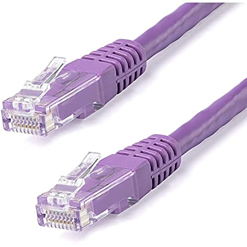 Image of StarTech 15ft CAT6 Ethernet Cable - Purple CAT 6 Gigabit Ethernet Wire -250Mhz 100W PoE RJ45 UTP Molded Network Patch Cord with Strain Relief (C6PATCH15PL)