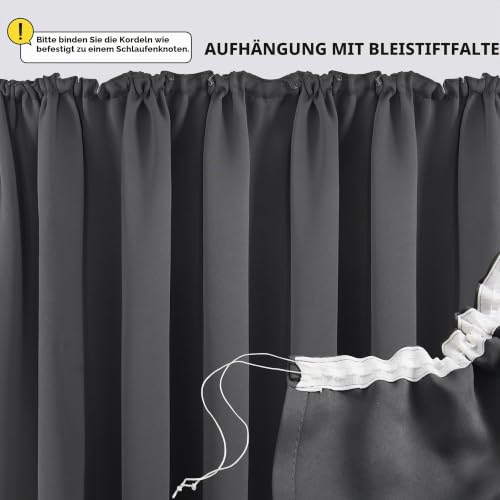 Deconovo Gardinen für Schienensystem mit Kräuselband Curtains Dunkelgrau – Ansicht 2