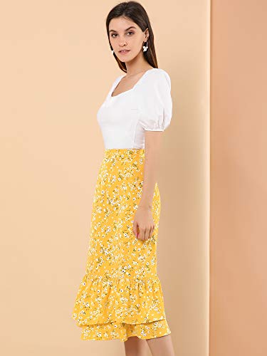 Image of Allegra K Women's Printed Skirt 2025 Weekend Trendy Summer Chiffon Ruffle Tiered Flowy Midi Skirts