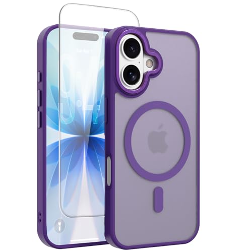 Image of Magnetic for iPhone 17 Phone Case, [Compatible with MagSafe], Screen Protector X1, [Military Grade Drop Protection],Matte Finish,Slim,Shockproof,Protective (Purple, iPhone 17)