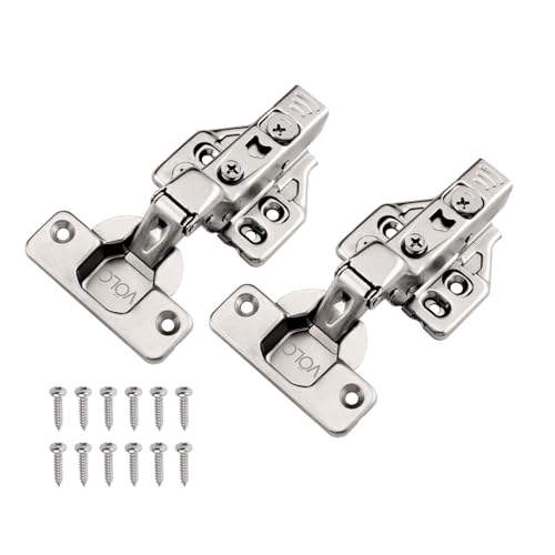 Image of VOLO Cabinet Hinges, Set of 1 (2 Pieces) for Furniture, Wardrobes, Doors, and Storage Units | (3D Soft Close (Mild Steel), 15 Crank | Inset)