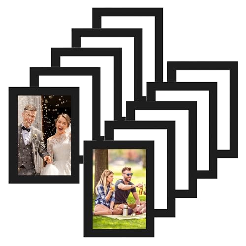 10pcs Magnetic Frame, Mini Magnetic Frames, Magnetic Multi Photo Frame, A6 Frame for Paintings Photos Notices Certificate Poster Black