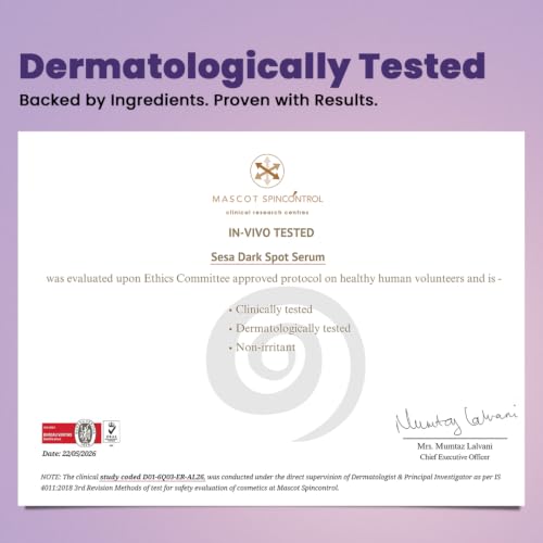 Image of SESA 5% Niacinamide, 2% Kojic Acid, 2% Alpha Arbutin VEDSCIENCE Dark Spot Face Serum 30ml | 14%+ Actives Even Tone Ayurvedic Extracts Dermatologically Tested