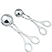IMEIJU 030703 2 PCS None-Stick, Stainless Steel Meat Baller, Cake Pop Meatball Maker Ice Tongs, Cookie Dough Scoop for Kitchen. (1.78")'', Silver