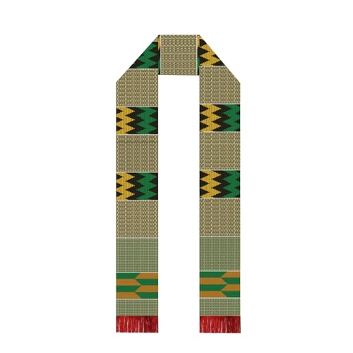 Traditional Green Grads Scarf African American Graduation Stole Scarf with Red Tassels