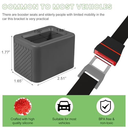 Image of povtii 2PCS Car Seat Belt Buckle Holder, Silicone Auto Seatbelt Buckle Booster Makes Receptacle Upright Buckling, Easy Access Seat Belt Buckle Safety Cover for Kids, Car Accessories (Dark Gray)