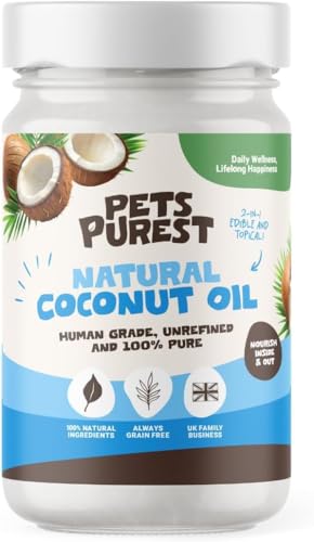 Pets Purest Coconut Oil for Dogs 340g - 100% Natural Cold Pressed Coconut Oil for Healthy Skin & Coat Digestive & Immune Support