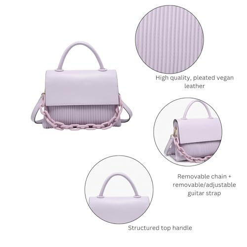 Anne Pleated Crossbody Bag for Women Vegan Leather Satchel Shoulder Purse Ladies Hobo Handbag4