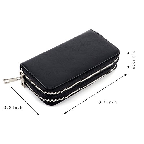 Abberry Double Zipper Wristlet Wallet Long Clutch Purse Cellphone Wallet For Women (Black) #TOP3