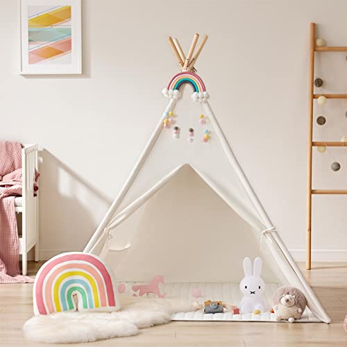 Tiny Land Rainbow Decoration For Teepee Tent (Not Include Tent), Boho Tent Decor Macrame Rainbow Wall Hanging For Bedroom Nursery Baby Kids Rooms, Handmade Weaving Ornament Modern Home Hanging #TOP2