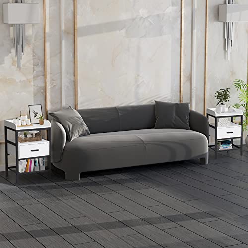 3 Tier End Table, Nightstands With Drawer And Storage Shelf, Small Narrow Table For Small Space, Industrial Bedside Table For Living Room, Bedroom, Rustic #TOP4