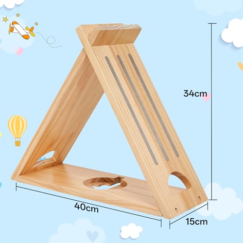 Image of for Toniesbox Shelf,Triangle Tonie Shelf Magnetic Compatible with Toniesbox 1 and 2,Solid Oak Wooden Wall Mounted Tonie Storage Display Shelf for 40-80 Characters for Kids Play Room