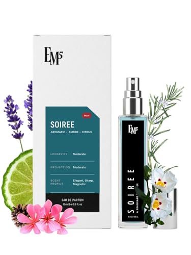 Image of EM5 Soiree Perfume for Men | Spicy Amber Citrus Scent | Eau De Parfum Spray | Fragrance Gift for Him | 15 ml
