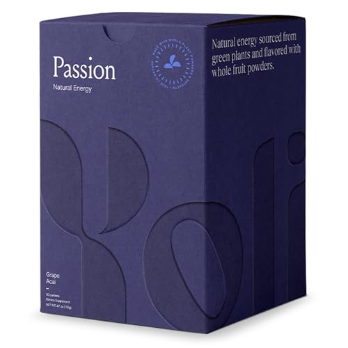 Image of Yoli Passion Energy Powder Mix, Grape Acai, Sugar-Free, 30 Packets Box | Sugar-free grape acai energy drink mix with green tea and guarana for endurance, stamina, and daily performance support.