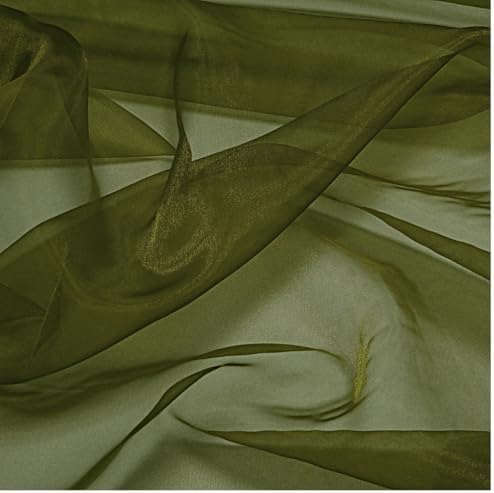 VDS 1 Yard Premium Organza Fabric by the Yard 45” Wide - Sheer, Lightweight, Shiny Tulle Material for DIY Crafts, Wedding Arch Decorations, Gift Wrapping, Event Décor, Sewing, Curtains - Olive Green - 3