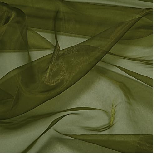 Image of MDS MDS Pack of 20 Yard Bridal Solid Sheer Organza Fabric Bolt for Wedding Dress ,Fashion, Crafts, Decorations Silky Shiny Organza 44aa‚¬- Olive Green