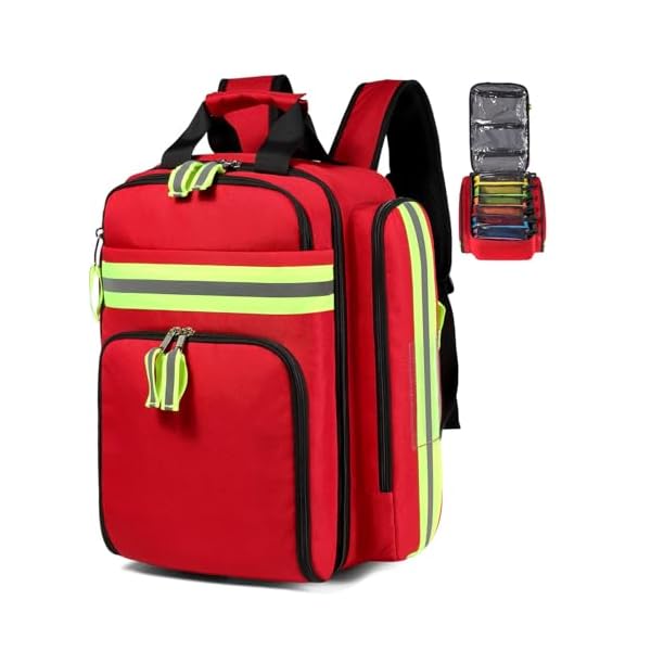 Gatycallaty First Aid Backpack - Medical Evacuation Bag - Red Emergency Lifeguard Bag for Ems Emt First Responder Trauma (Red)