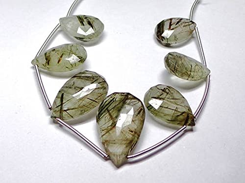 Quartz rutilé vert naturel perle poire facettée 16mm 22mm pour pendentif et création bijou diy