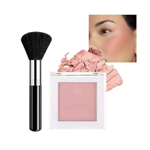 Rose Blushers for Cheeks, Pink Peach Powder Blushes, Korean Style Makeup Blush, Smooth Matte Face Make up with Brush, Natural Looking Glow Blendable Long Lasting