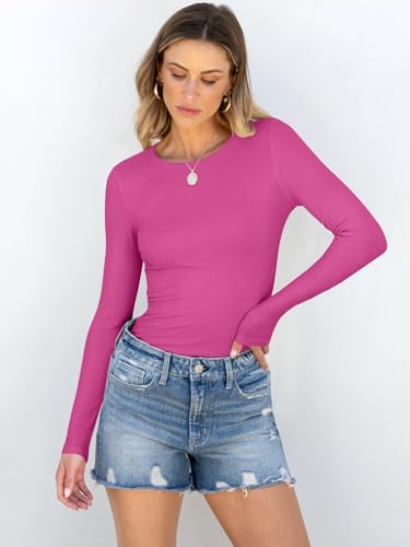 Image of ANRABESS Women Long Sleeve Shirts Rib Knit Slim Fit Tops Basic Tee Spring Outfits Casual T-Shirt Underscrubs Layer Clothes