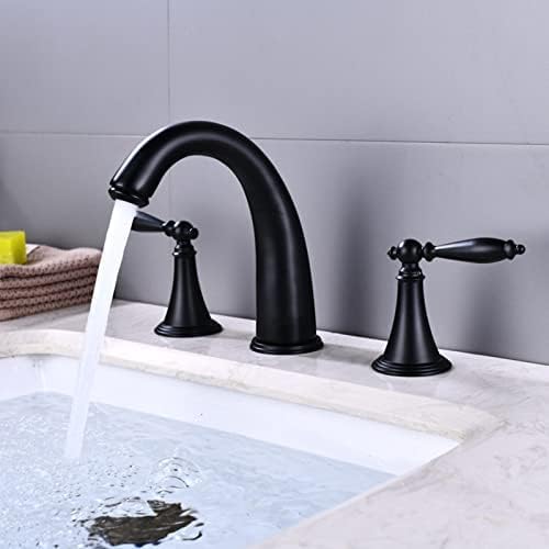 Mitigeur de lavabo à double levier chaud et froid robinet mural noir