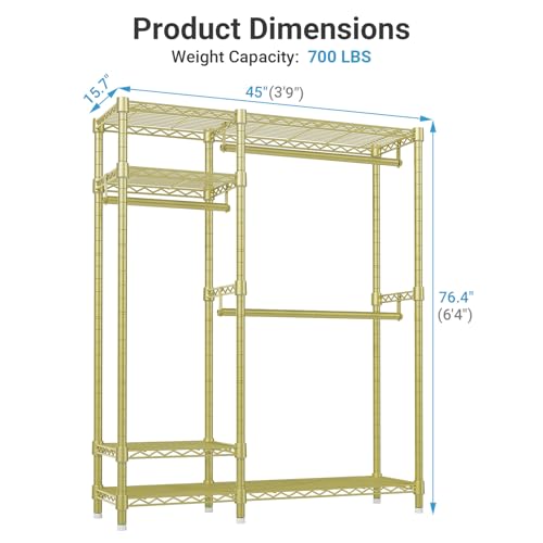 Image of VIPEK V2 Heavy Duty Clothes Rack, Metal Closet Rack Organizer, Gold