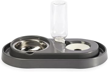 Cat-Dog Food and Water Container Set with Miapet Chamber 500ml Grey