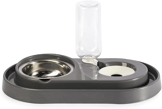 Cat-Dog Food and Water Container Set with Miapet Chamber 500ml Grey
