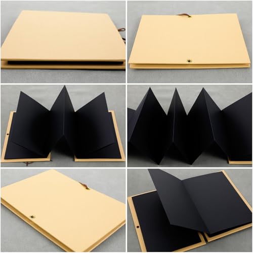 Mini Álbum de Scrapbook de 6 x 8 Pulgadas | Álbum de Scrapbook en Acordión con Pegamento para Esquinas y Cierre de Cuero, Pequeño Álbum para Manualidades para Bodas, Cumpleaños y Día de la Madre miniatura 7